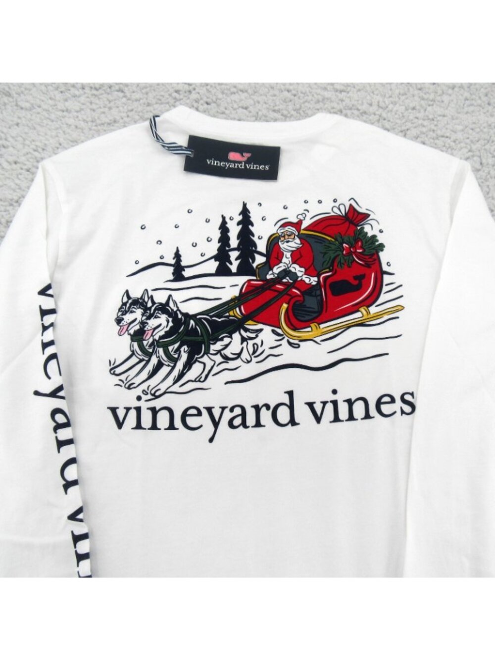 Vineyard Vines Graphic Santa Paws Sleigh Men's Size Large Long Sleeve Shirt NEW - Picture 6 of 10